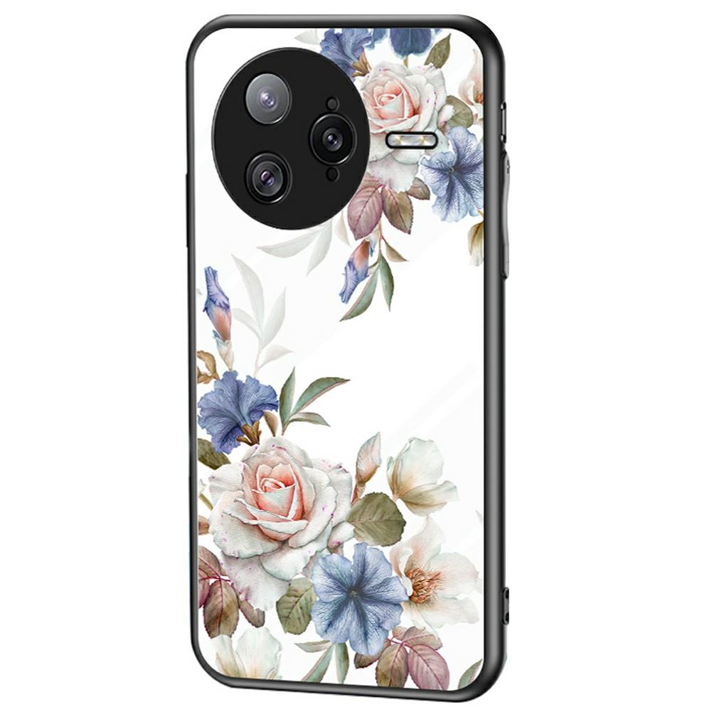 For Xiaomi Poco F7 Ultra 5G/Redmi K80 Pro 5G Case Floral Pattern TPU+Tempered Glass Protective Phone Cover