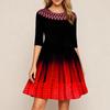 Ladies' Printed Fashionable And Personalized Mid Sleeve Waist Dress