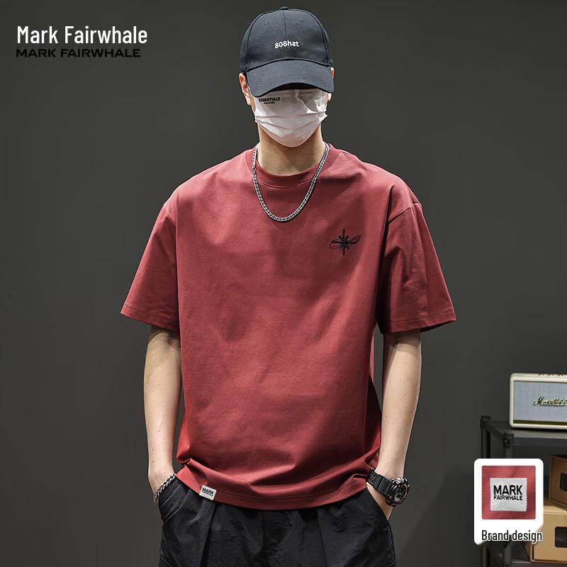 Mark Fairwhale Мужская футболка с вышивкой букв из ледяного шелка с коротким рукавом