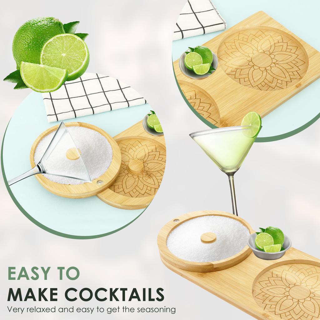Вращающийся поднос для приправ для коктейлей Барный винный аксессуар Маргарита Соль Риммер Деревянный контейнер для сахарной кромки для коктейлей Инструмент бармена