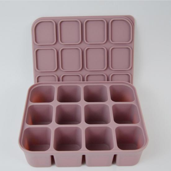 Силиконовый лоток для льда с крышкой, гибкая форма для льда без BPA на 12 кубиков, экономящая место, легко снимаемая, штабелируемая квадратная форма для льда