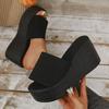 Fashion Elastic Fabric Chunky Platform Slippers for Women Thick Bottom Non Slip Summer Sandals Woman Fashion Wedge Heel Sandalias Mujer