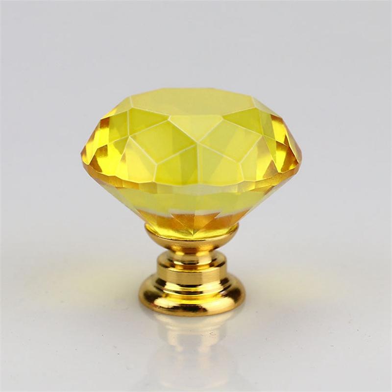 Cupboard Drawer Single Hole Handle Screw Handle Transparent Color Diamond Crystal Furniture Hardware Small Handle