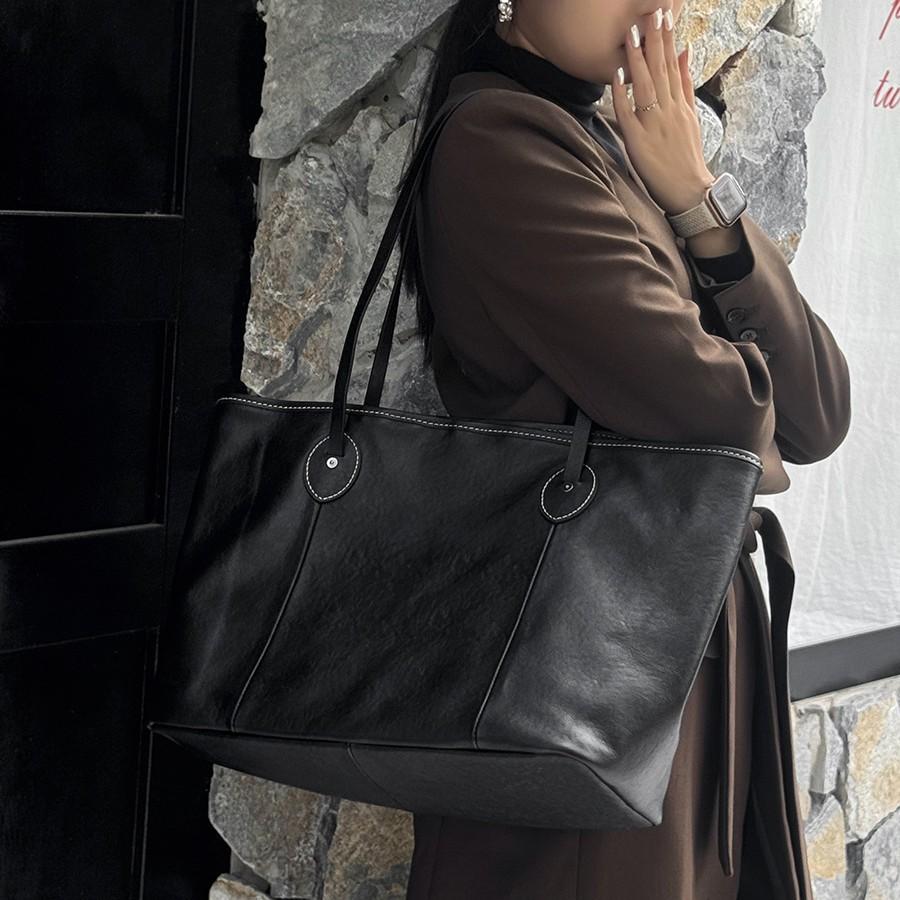 Commuter Big Bag New Cowhide Versatile Women's Bag One Shoulder Tote Bag Fashion Underarm Bag
