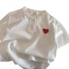 Boys Short Sleeve Polo Shirt with Heart Print Cotton Summer Top for Toddlers