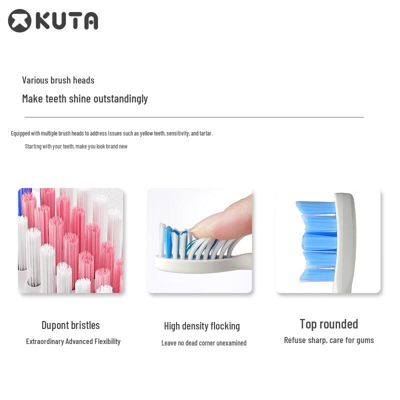 KUTA P9 Electric Toothbrush Replacement Brush Heads (4-Pack)