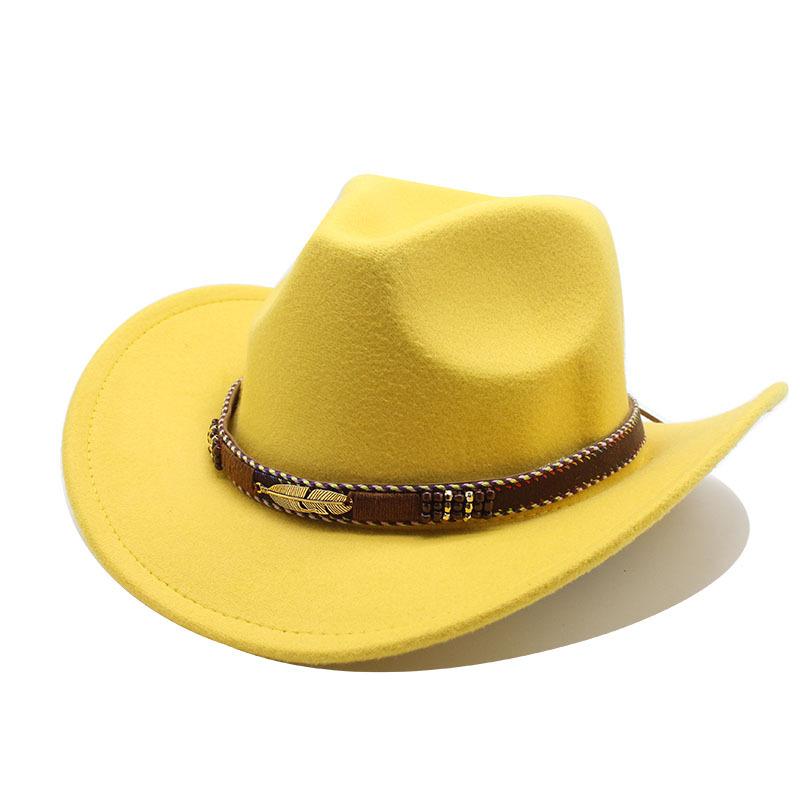 Tibetan Top Hat Minority Style Metal Feather Western Cowboy Top Hat Men And Women Couple Hat Felt Hat