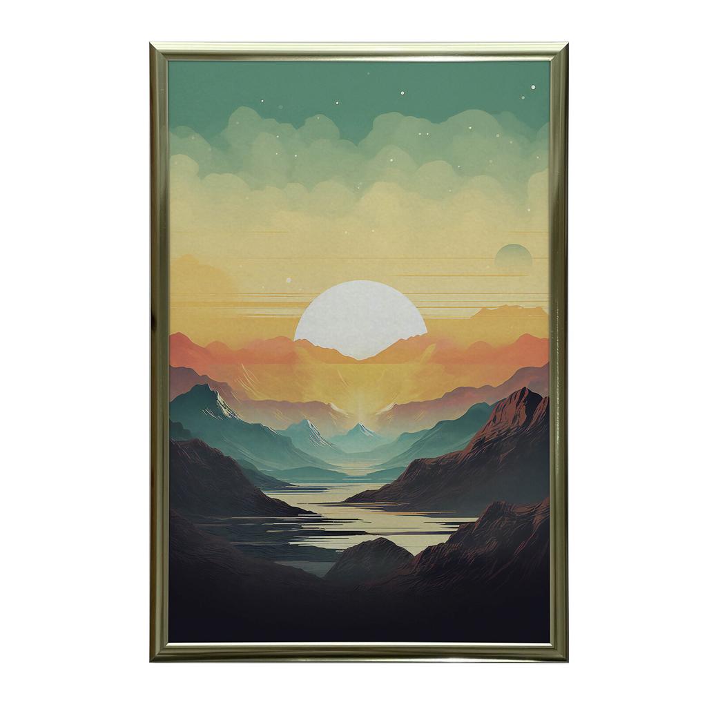 Spokój Górskich Pasteli Spokój Górskich Pasteli, 50X70 Cm, Rama Aluminiowa Czarna, Papier Matowy 230 Gsm