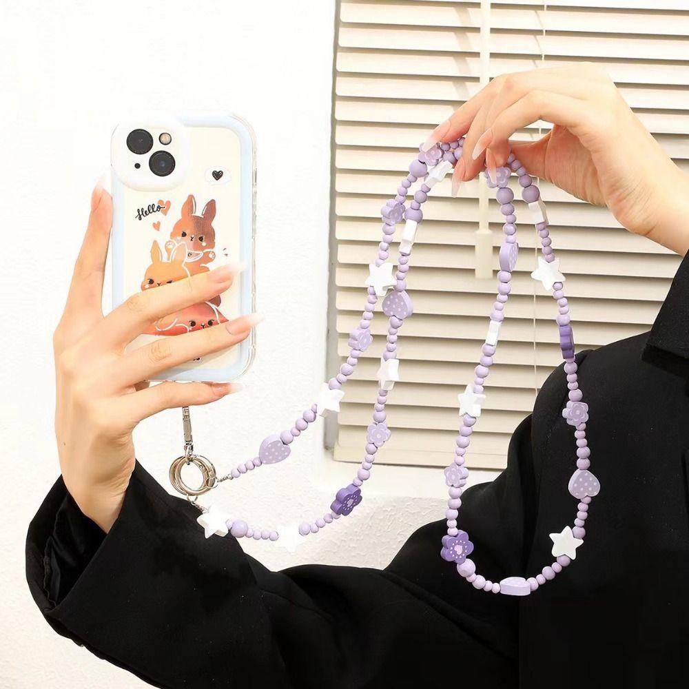 Candy Color Mobile Phone Lanyard Flower Phone Neck Straps Crossbody Phone Strap  Hanging Ornaments