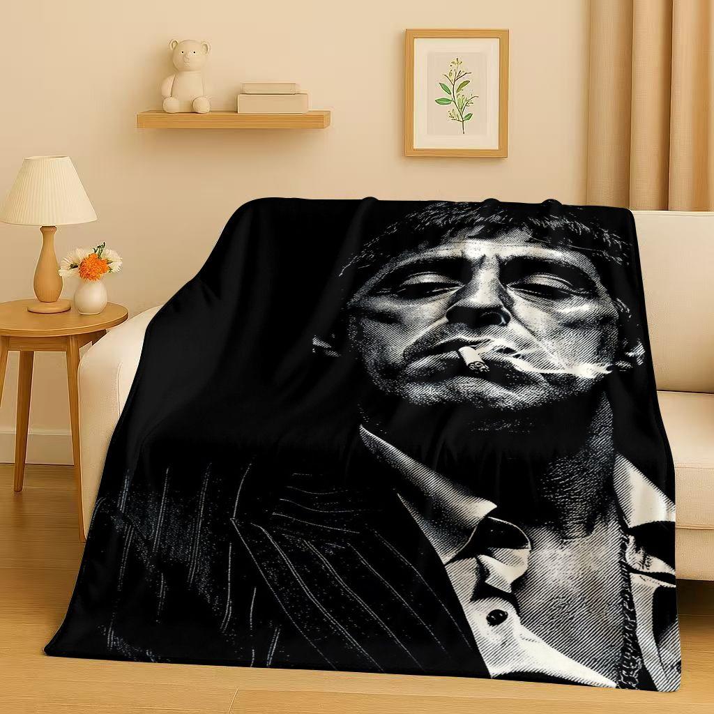 Classic Scarface Tony Gang Movie Flannel Blanket,Ultra Soft Plush Throw for Home Bedroom Bed Sofa Cover Office Picnic Kids Gift