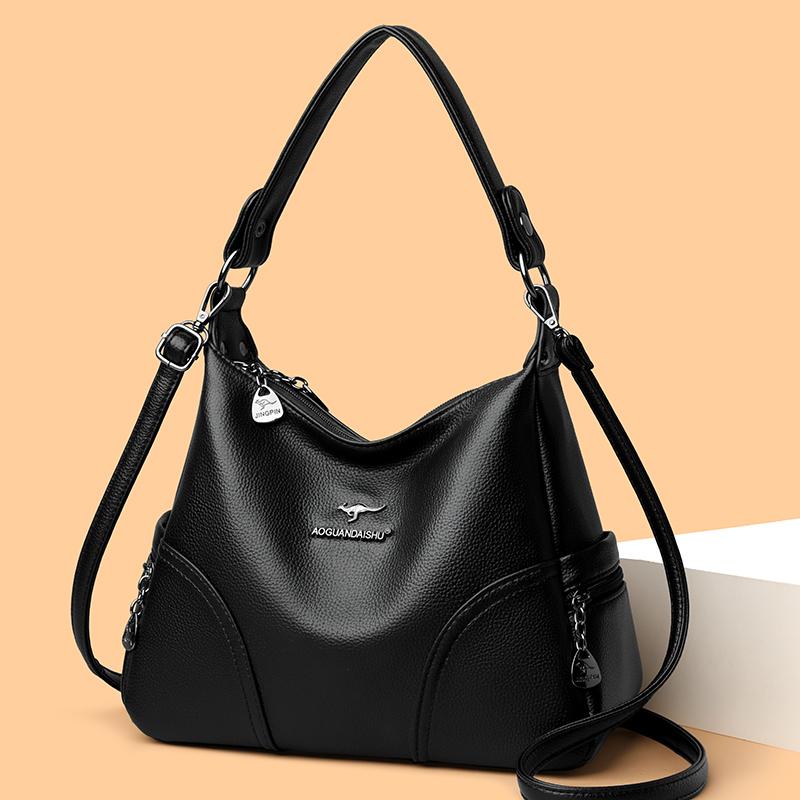 Мягкая кожаная сумка через плечо Женская сумка-тоут Большая вместимость Сумка кроссбоди