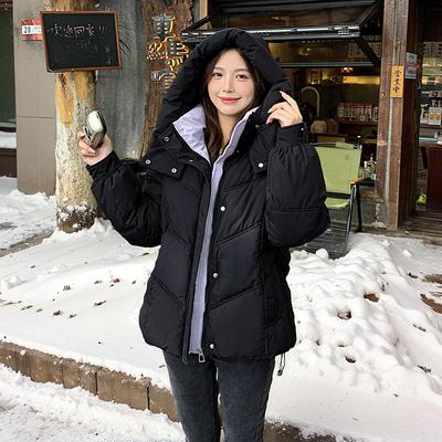 Женская зимняя утепленная и подбитая короткая верхняя одежда с капюшоном, свободная теплая повседневная удобная куртка-пуховик на молнии