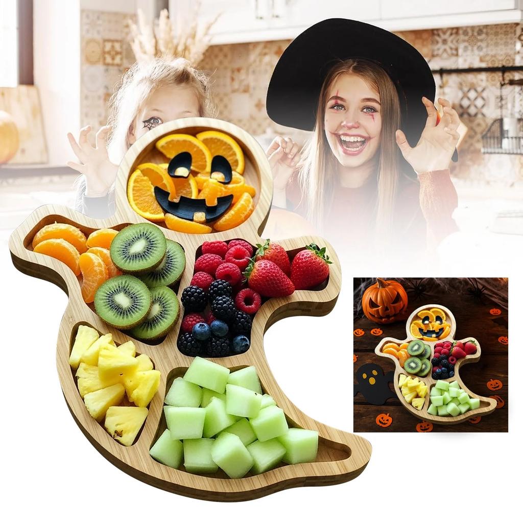 Halloween Charcuterie Board Tray - Wooden Serving Platter With Spooky Designs For Parties, Cheese & Charcuterie Display, Table Centerpiece Decor