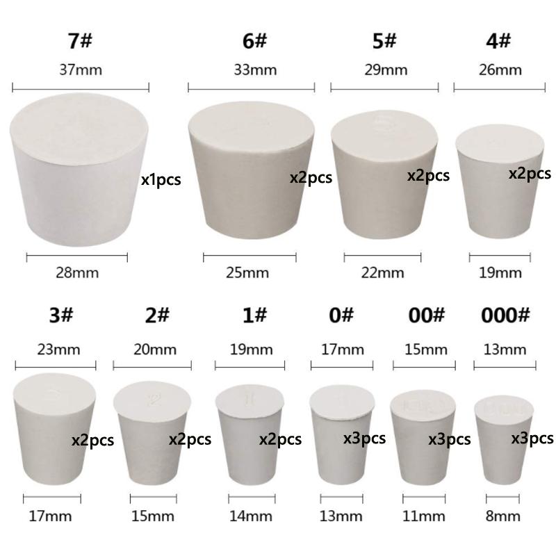 1/5 шт. Лабораторная резиновая пробка для колбы, коническая трубка, сплошная белая, устойчивая к щелочам, лабораторная вставная уплотнительная пробка