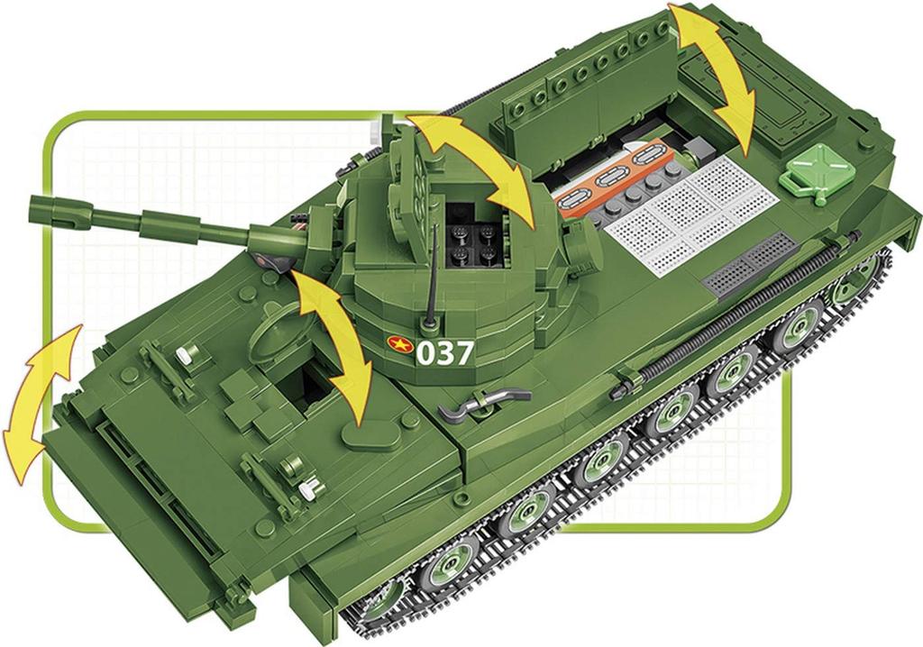 Cobi Vietnam Collection Light Reconnaissance Tank Block COBI Official Japanese #2235 PT-76 (Vietnam People's Army) [Military - Distributor]