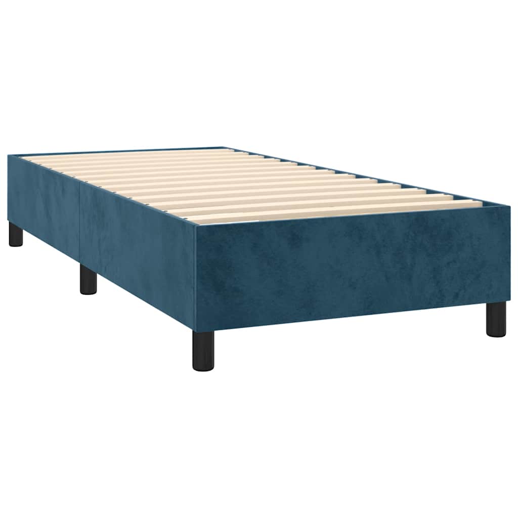 Box Spring Bed with Mattress Dark Blue 100 x 200 cm Velvet