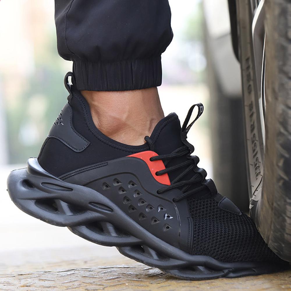 Men'S Boots Men Non Slip Work Shoes Comfortable Soft Anti-Puncture Steel Toe Sneakers For Construction And Exploitation Site