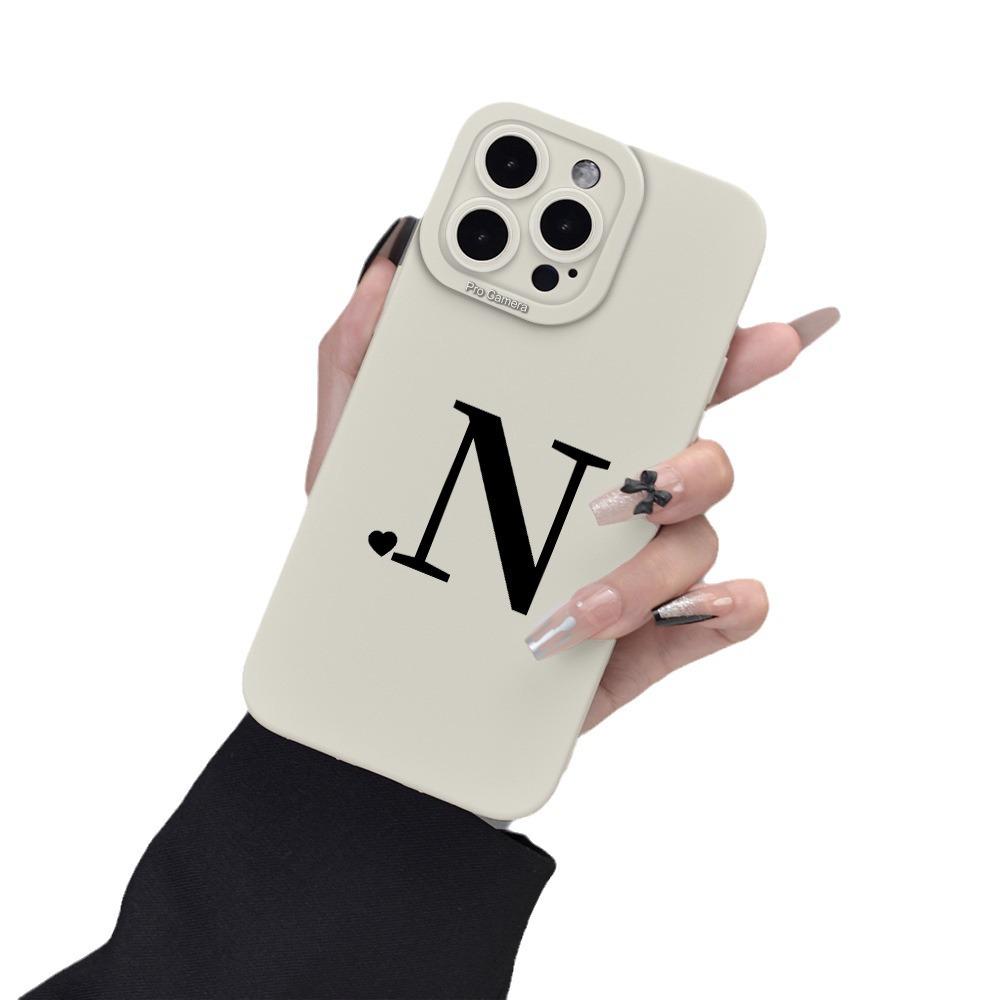 Чехол для iPhone 15: Дизайн с большой буквой N Heart, полная защита линз, устойчивость к износу и падениям