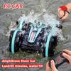 4Wd Remote Control Stunt Car RC Toys Crawler Water and Land Drift Amphibious Vehicle Boat RC Gesture Watch Toy for Boy Adults
