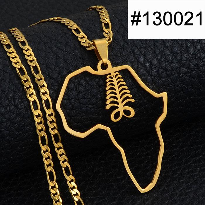 Anniyo 5.1cm Africa Map Cultural Symbol Pendant Necklaces Women Men Adinkra Gye Nyame Ethnic Jewelry Congo Ghana Nigeria #129721