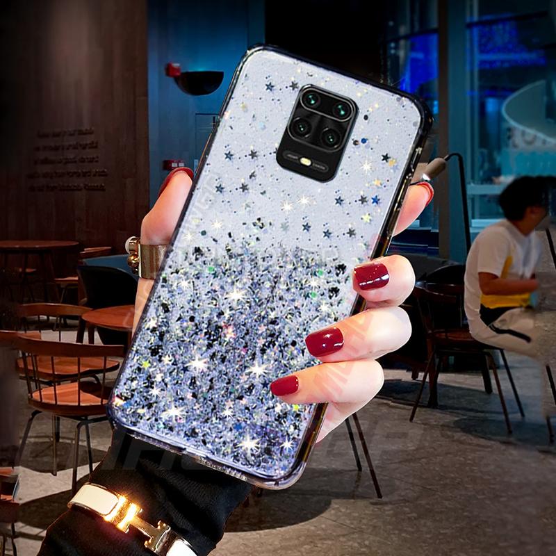 Чехол для Xiaomi Redmi Note 9S 9 Pro Note9, мягкая задняя крышка из ТПУ с блестками и блестками для Redmi 9 9A 9AT 9C, NFC, прозрачные силиконовые чехлы для телефонов с сияющей звездой