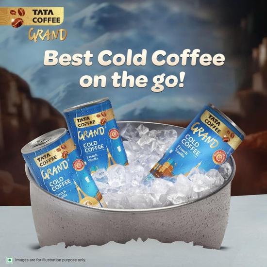 Tata Cold Coffee Французская ваниль Холодный кофе, 180 мл, Насыщенный и сливочный, Ароматизированное молоко, Банка