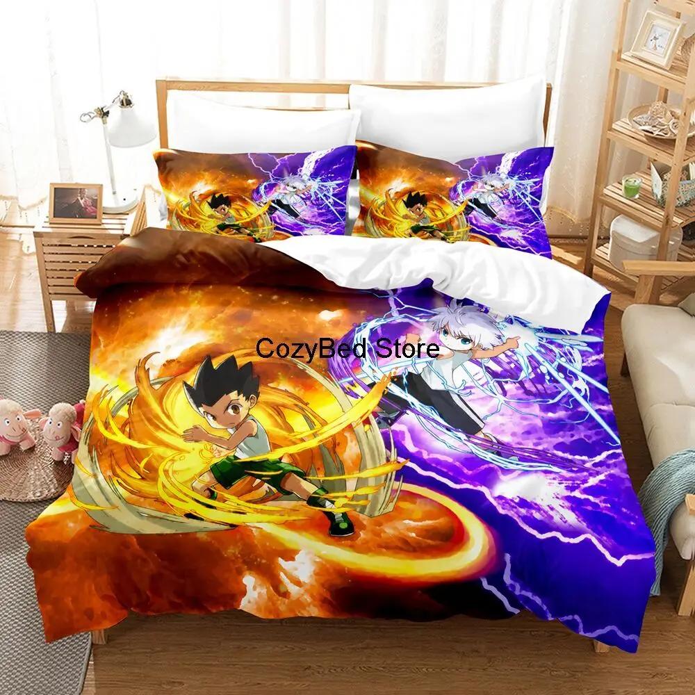 Новый постельный набор Hunter X Hunter Односпальный Полутораспальный Двуспальный Евро размера Комплект постельного белья Взрослые Дети Домашний декор Пододеяльник Подарок Одеяло