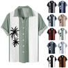 Мужские гавайские рубашки с короткими рукавами и пуговицами с принтом. Мужские повседневные модные рубашки с короткими рукавами.