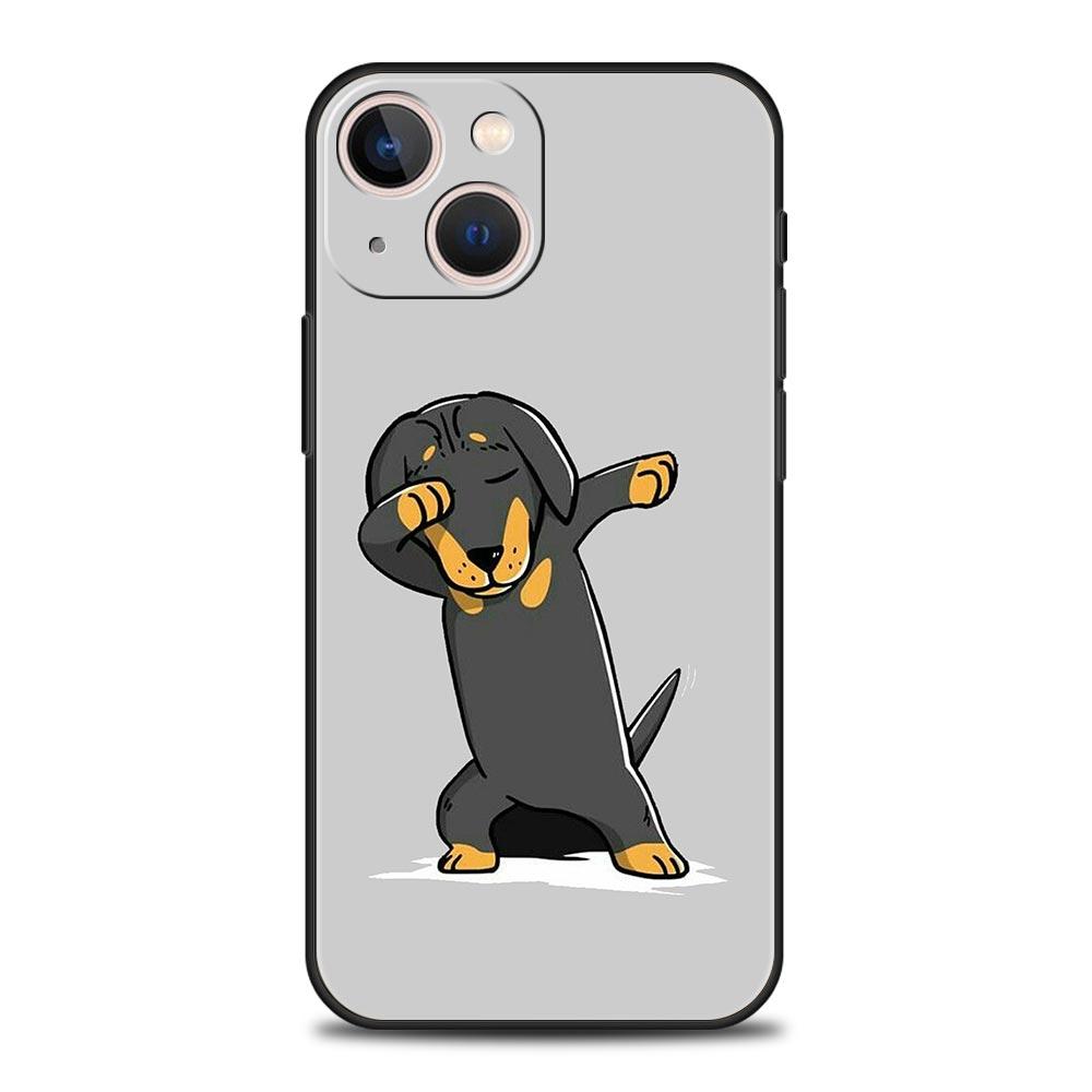 Такса Собака-сосиска Роскошный Чехол Для Телефона Для Apple iPhone 16 11 15 14 Pro MAX 12 13 7 8 Plus X XR XS SE Силиконовый Черный Чехол