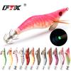 FTK 3.0g Squid Fishing Hooks Egi Bait Fishing Wooden Shrimp Bait Squid Octopus Glow Tail Sharp Hooks 21gram Rock and Boat Fishing