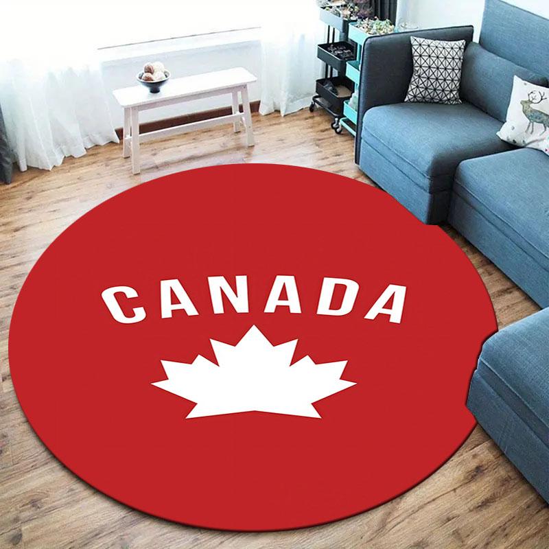 Canada Men's National Soccer Team Round Area Rug,Carpet Rug for Living Room Bedroom Sofa Playroom Decor,Non-slip Floor Mat