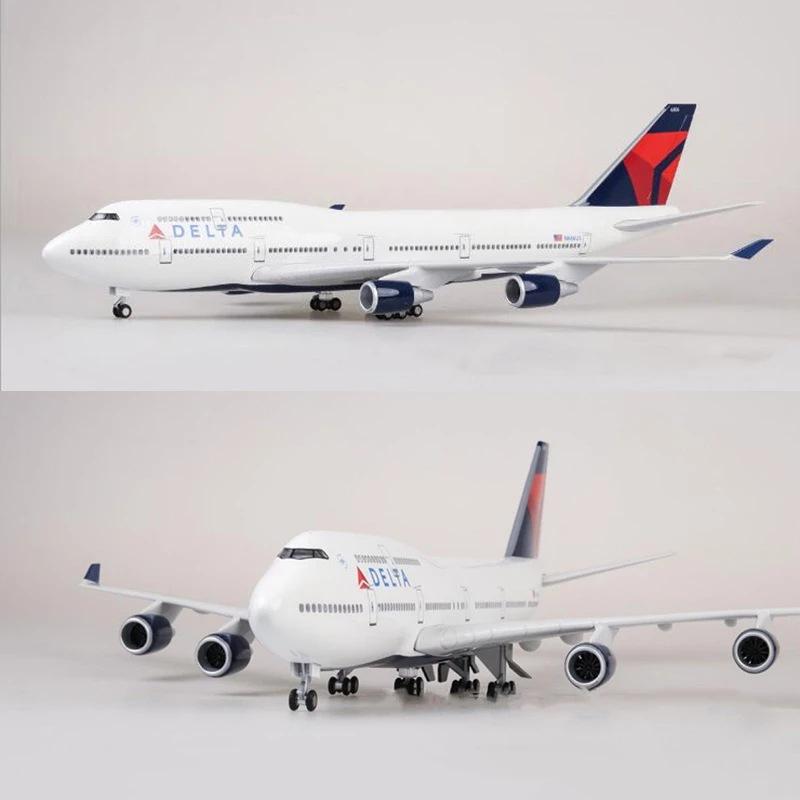 Дисплей Модель самолета Самолет 747 Delta Airlines Масштаб 1/150 47 см B747 Набор самолета Смола Современное украшение дом хэллоуин