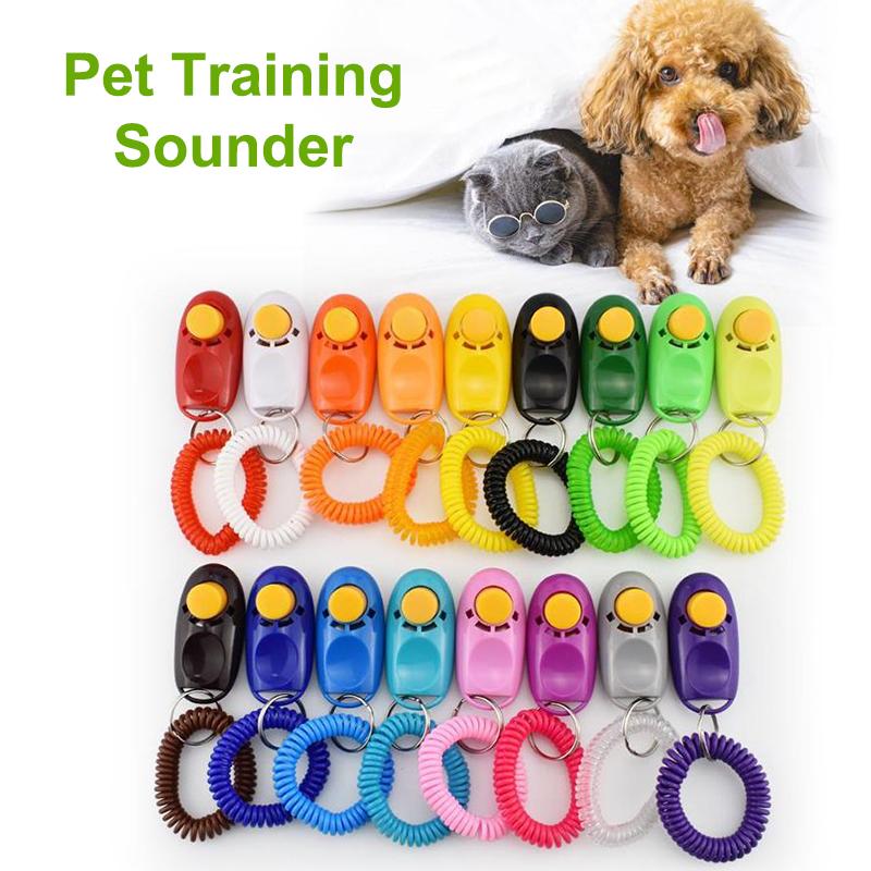 Pet Cat Dog Training Clicker High-Quality Dogs Click Trainer Aid Adjustable Elastic Rope Pet Rattles Dog Training Supplies