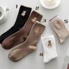 5 Pairs Bear Embroidery Snow Boot Socks Breathable Sports Socks Women Socks  Autumn
