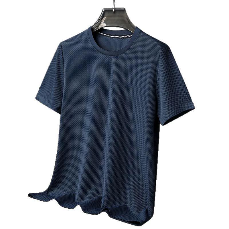 Летняя модная мужская футболка из бамбуковой сетки Ice Silk, мужская футболка с коротким рукавом и круглым вырезом, с коротким рукавом, мужская нижняя рубашка, мужской верх