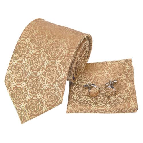 Paisley Mens Blue Tie Set Silk Woven Necktie Handkerchief Cufflinks Wedding Gift