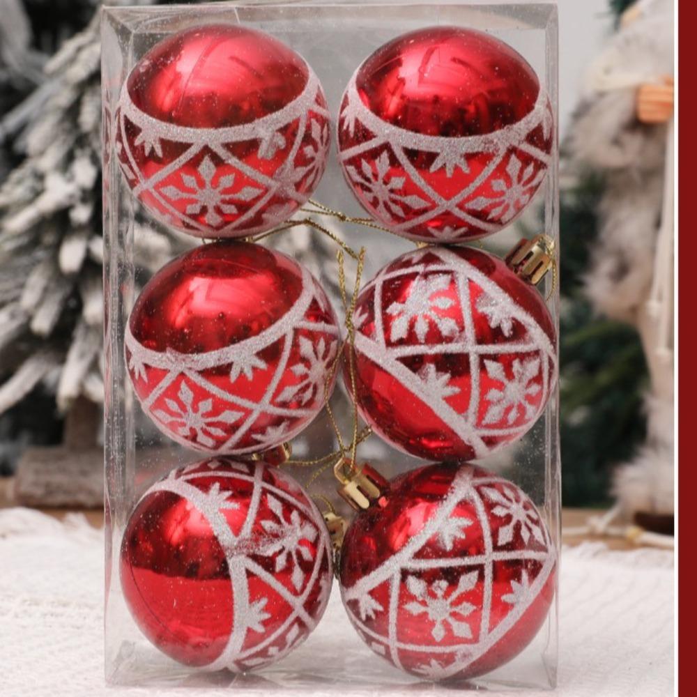 6Pcs/Box Electroplated Plastic Ball Christmas Tree Ornament Plastic Christmas Decorations