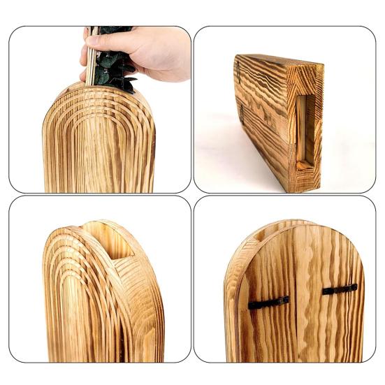 Деревянная настенная ваза Бохо Настенная подвесная кашпо Фермерский дом Настенный декор для прихожей, коридора, ванной комнаты, гостиной, столовой, узких пространств