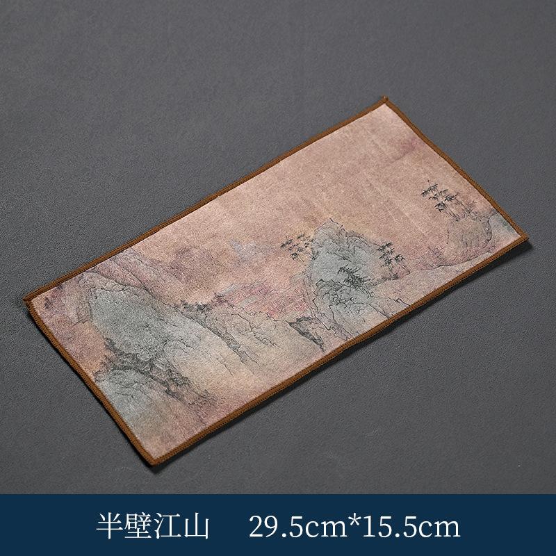 Полотенце для чая в китайском стиле, впитывающая тряпка, расписная ткань для чая, бытовые кухонные настольные коврики для уборки, салфетка, подставки, чистящая ткань