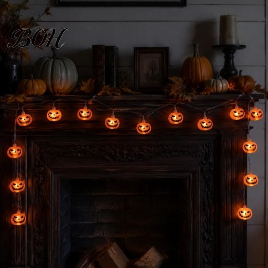 Portable Halloween Props String Lights, 10/20 LED Spooky Pumpkin Ghost Fairy Light, Battery Easy Install Hanging Lights Operated for Indoor
