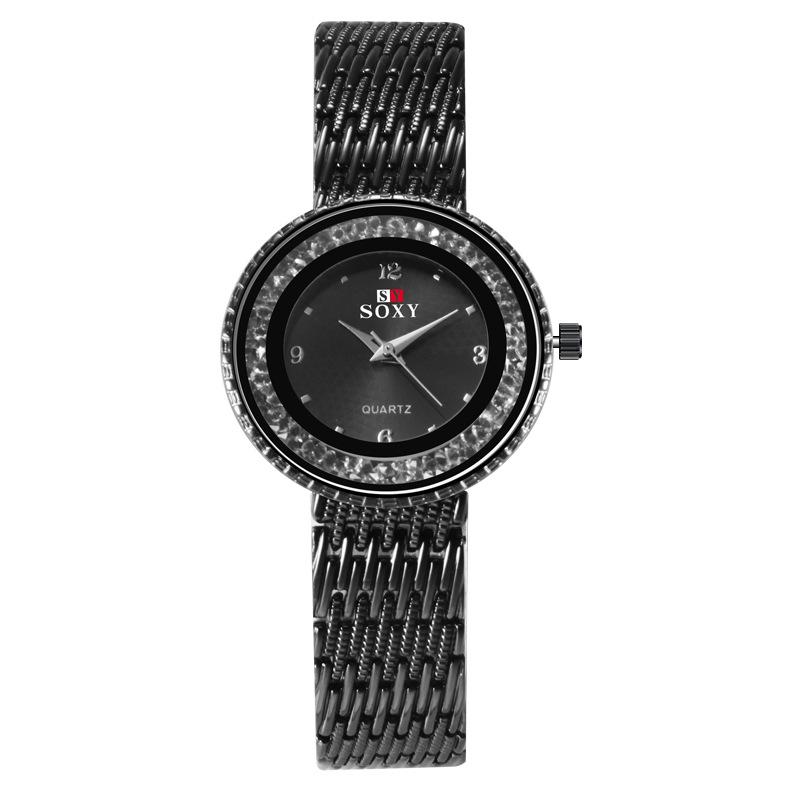 Роскошные женские кварцевые часы с ремешком из нержавеющей стали