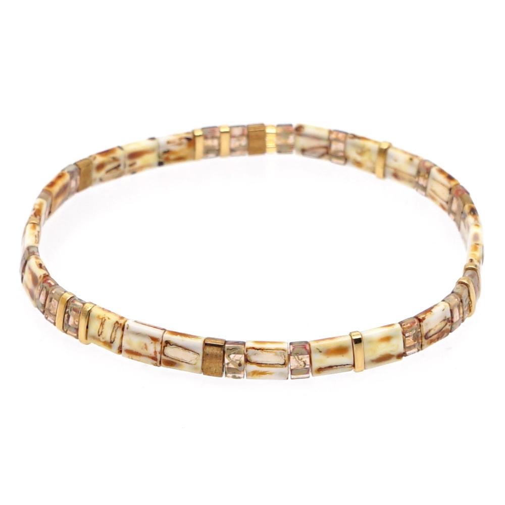 Ximang Ximang Bracelets for Women Gift Jewelry 2021 Retro Style Stone Color Stretchy Band Jewellery Tila Bracelet Factory Price
