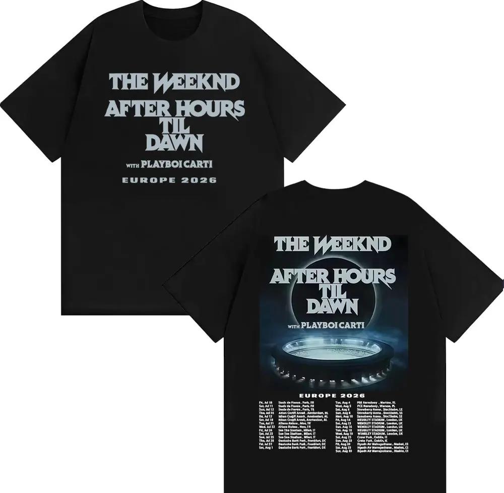 The Weeknd After Hours Til Dawn Европа 2026 Футболки Мужские Женские Мода Хип-Хоп Стиль Футболка Винтажная Повседневная Футболка с Коротким Рукавом