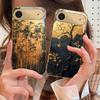 Ветка золотого цветка Для iPhone 17Pro Max 16 17 Pro 15 Pro 14 13 Plus 12 Mini 11Pro Max XR 16E 17Air Золотой стеклянный чехол для телефона