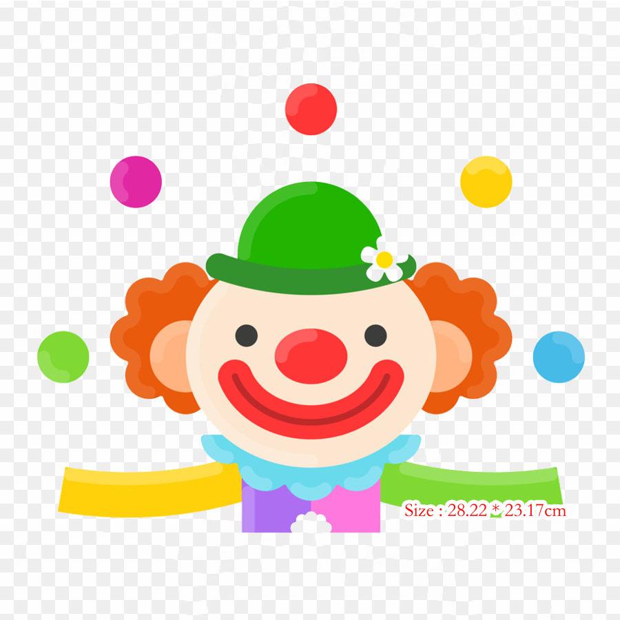 Clown Upside Down Clown Drawing Iron On Heat Transfer Printing Vinyl Patches Sticker for Clothes DIY Appliques Washable Patches
