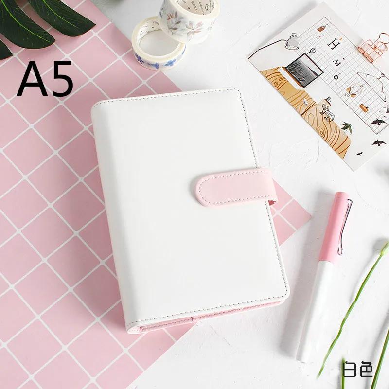 New A5 / A6 Macaron Multi-function Handbook Universal Manual Business Leather Ring Loose-leaf Notebook Office Supplies