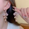 Fashion Geometric Drop Earrings for Women Pink Crystal Earrings Weddings Party Zircon