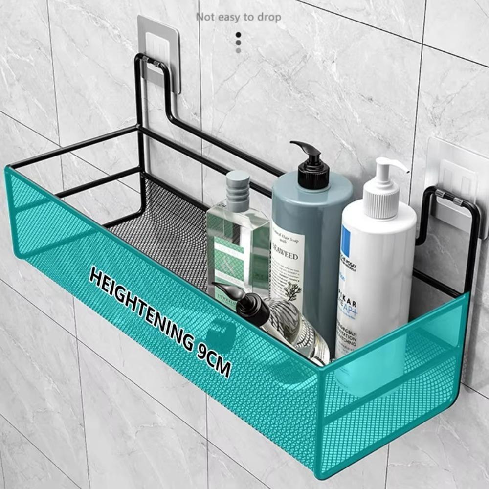 Wall-Mounted Storage Basket Iron Art Bathroom Organizer Durable Shampoo Rack