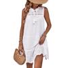 Летнее женское платье без рукавов, модное отпускное темпераментное элегантное белое платье
