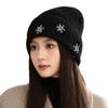 Новая Рождественская Шапка из Шерсти Снежинка Осень-Зима Корейская Универсальная Ветрозащитная Шапка для Женщин Повседневная Теплая Защита Ушей Головная Шапка
